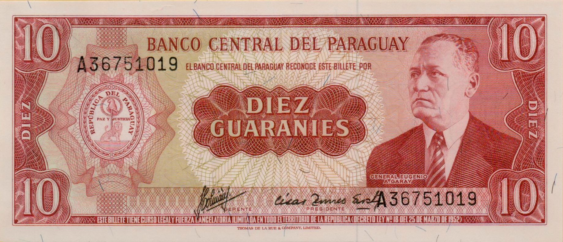 Paraguay 10 1963 UNC P-196/b